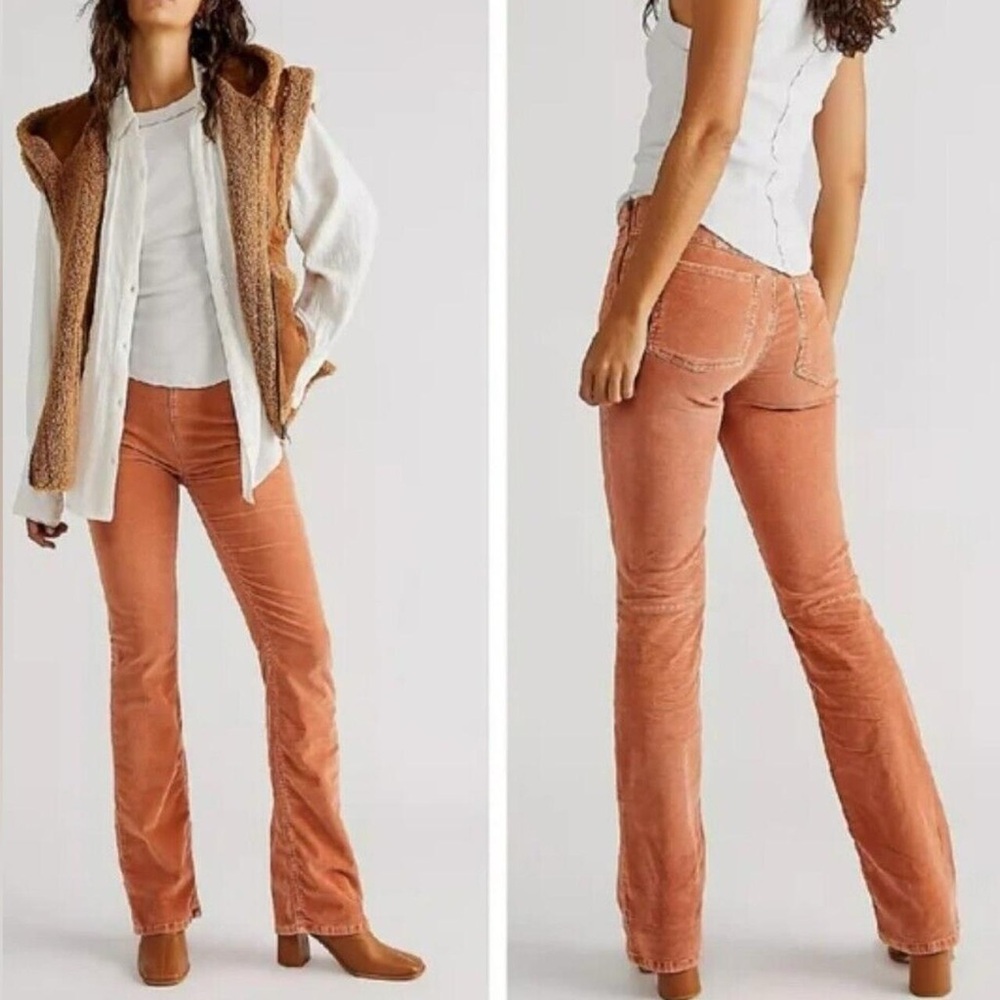 Free People Jenny High Rise Orange Corduroy Pants